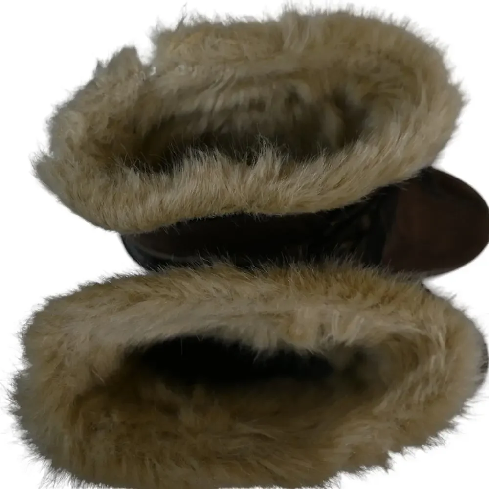 Sorel Womens 6 Tivolli III Snow Leather Suede Faux Fur Boot in Brown